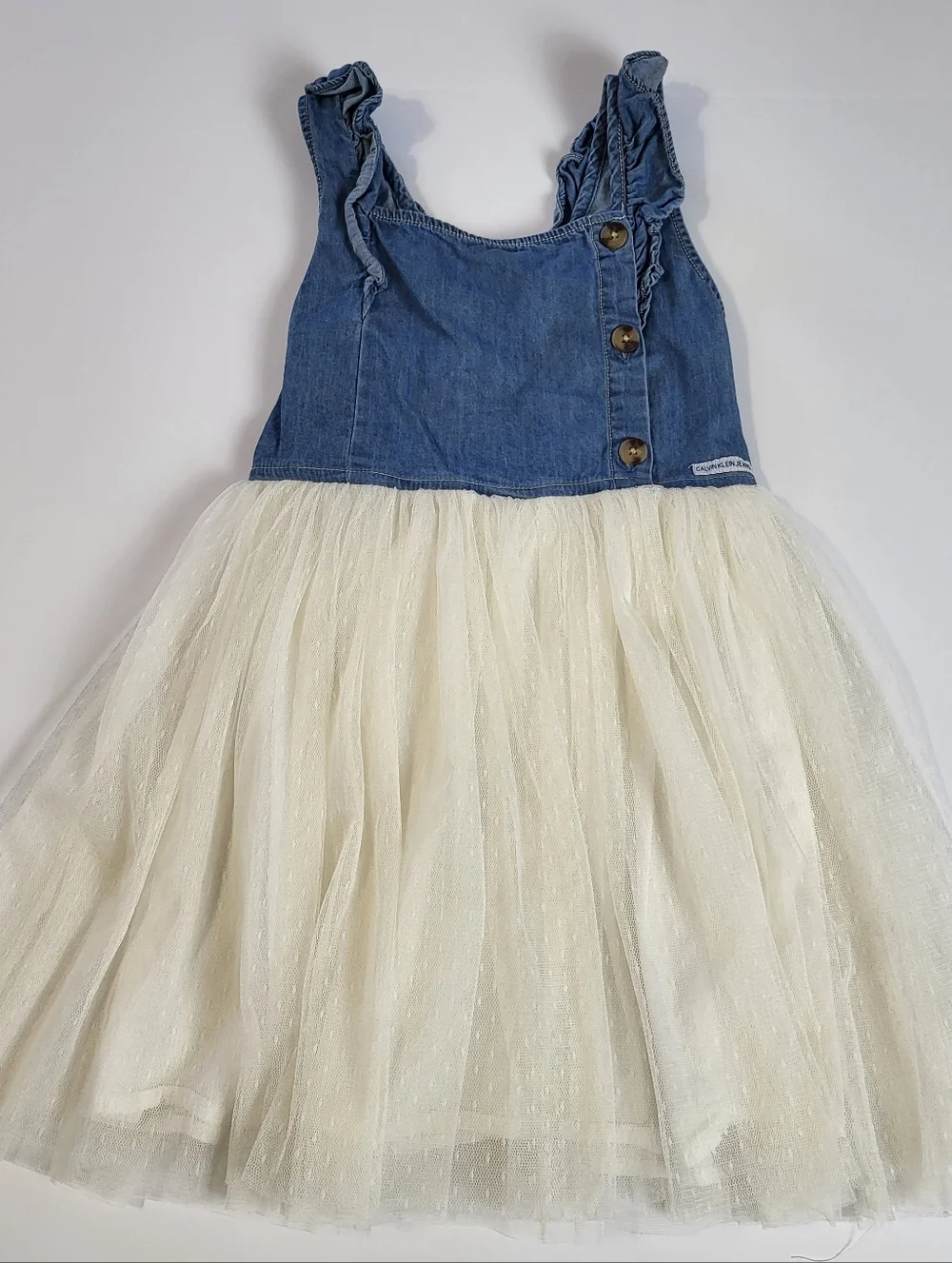 Calvin Klein Girl's Denim and Tulle Tutu‎ Dress Girly Bohemian Size 7